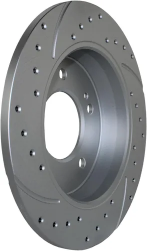 Vista 6 de Rotores de disco sólidos con revestimiento ranurado perforado de 10.315 in y pastillas de cerámica Akebono ProACT Sensores acústicos Kit de freno