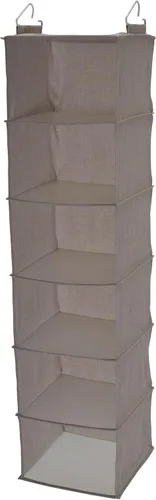 Vista 14 de Household Essentials Organizador de armario colgante de 6 estantes, estante colgante de armario, estantería de tela de lino y PEVA, beige