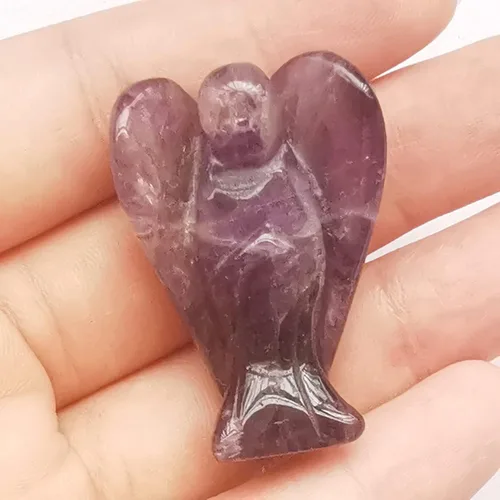Vista 9 de Estatua de ángel guardián de oración de cristal curativo de labradorita negra natural, 1.5 pulgadas, tallado en bolsillo, figuras de piedra de palma