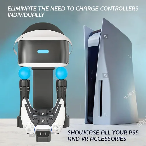 Vista 5 de Skywin VR Charging Stand - PSVR Charging Stand to Showcase, Display, and Charge your PS5 VR (PS5 Controller) (PS5)