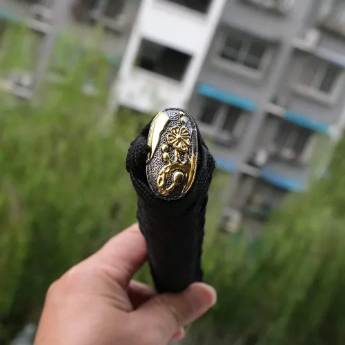 Vista 5 de boyu Mango de espada japonesa samurái Katana Tsuka10.2 '' aleación/cobre/hierro accesorios reales o falsos Samegawa