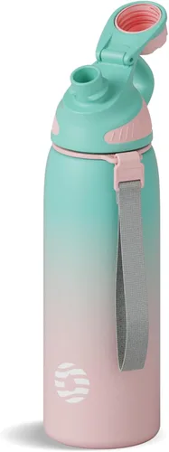 Vista 17 de Fjbottle Botella de agua aislada de acero inoxidable, botellas de agua a prueba de fugas de 32 onzas, vaso reutilizable de hielo, jarra de vacío