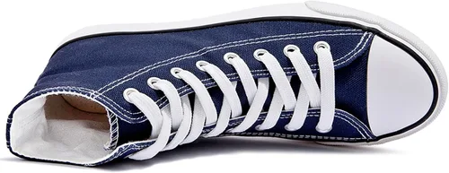 Vista 6 de Tenis de lona de caña alta con cordones para mujer, estilo informal, ideales para caminar