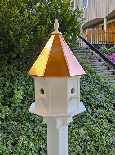 Vista 3 de Amish Handmade Birdhouse With Copper Roof, Bird Feeder