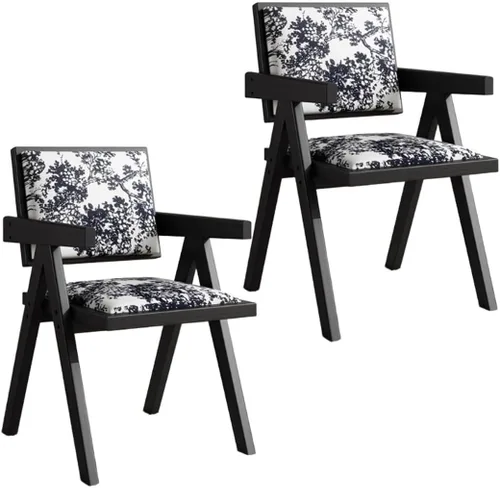 Vista 11 de YVYKFZD Juego de sillas de comedor de madera maciza, sillas de cocina sin brazos, silla de comedor tapizada con respaldo, sillón de terciopelo