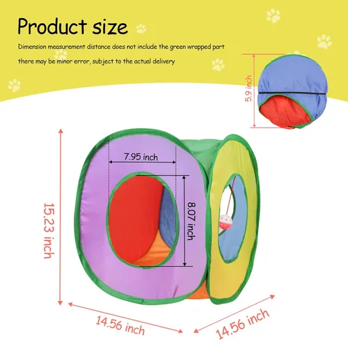 Vista 2 de Andiker Túnel para gatos, tienda de campaña plegable cuadrada colorida para gatitos que combina con la mayoría de tubos para gatos, tienda