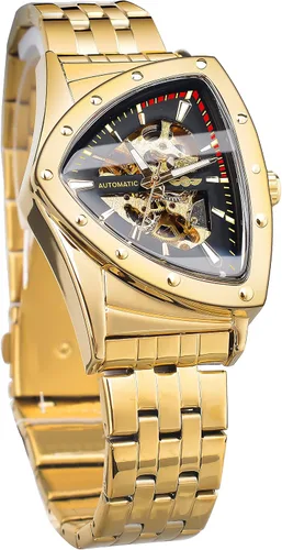 Vista 11 de FORSINING Relojes de esqueleto para hombre, reloj mecánico automático con esfera triangular, relojes de cuerda automática luminiscentes, pulsera