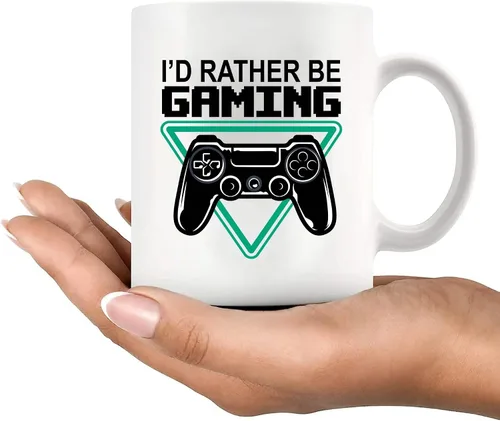 Vista 8 de Taza de cerámica de 11 oz con texto en inglés "I'd Rather Be Gaming Gamer Gifts for Men Boyfriend Women Cool Gamers Gifts from Girlfriend Sister