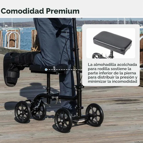 Vista 3 de Drive Medical Patinete de rodilla plegable orientable y patín de pierna, negro