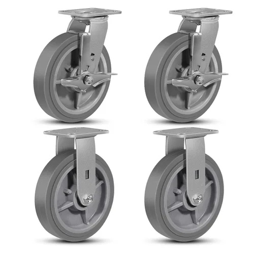 Vista 14 de Ruedas giratorias resistentes de 4 pulgadas, rueda de goma industrial, ruedas giratorias con freno, paquete de 1 con capacidad de hasta 600 libras