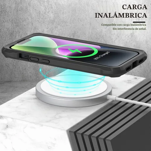 Vista 6 de FUNMIKO Funda transparente para iPhone 14 con protector de pantalla integrado sensible al tacto, protección resistente de grado milimétrico, pasa 21