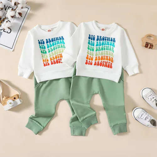 Vista 7 de Omkzanbi Big Brother Little Brother - Conjunto a juego con sudadera Big Brother y hermano menor, pantalón deportivo, ropa de otoño e invierno