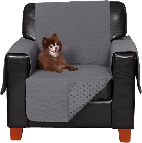 Vista 12 de Furhaven - Funda acolchada impermeable para muebles de sala de estar para perros y gatos, con diseño de patas, protector con reverso antideslizante