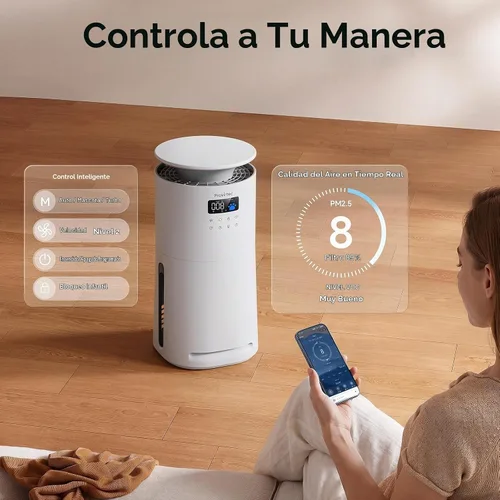 Vista 9 de Provirtec Purificador de aire para mascotas, sensores de olor y PM2.5