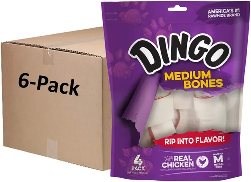 Vista 7 de Dingo Huesos medianos premium, cuero crudo para perros, hechos con pollo real