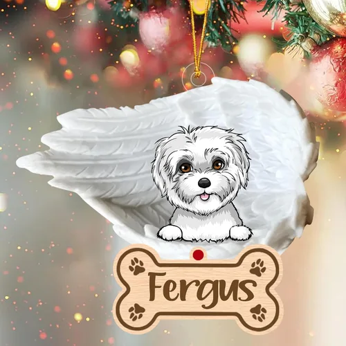 Vista 50 de Adorno de perro afgano de 1 ángel, adorno acrílico 2D personalizado conmemorativo para perros, regalo por pérdida de mascotas, regalo