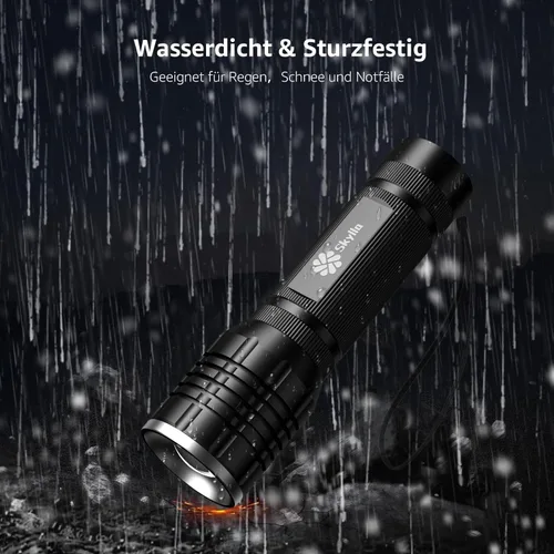 Vista 5 de Skylla LED Flashlight Bright high Lumens Tactical Flashlights with 5 Modes, Waterproof Zoomable Flash Light for Outdoor, Gifts for Student Dorm
