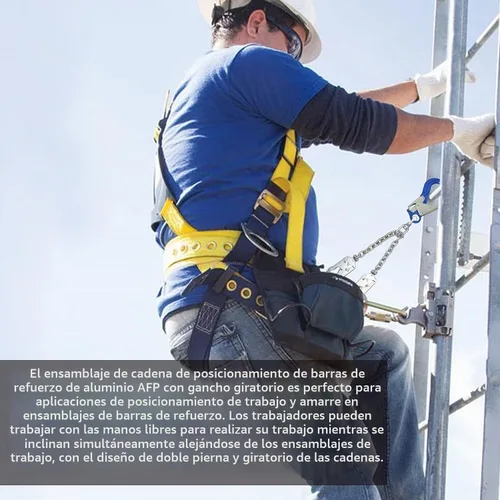 Vista 5 de Conjunto de cadena de posicionamiento de barra de refuerzo AFP con gancho giratorio (aluminio)