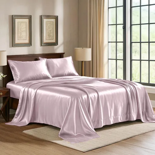 Vista 33 de Pure Bedding Sábanas de satén de lujo para cama individual de hotel, juego de sábanas de microfibra extra suave de 1800, resistente a las arrugas, a
