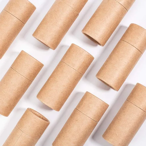 Vista 5 de BENECREAT 12 tubos de cartón Kraft BurlyWood de 0.3 fl oz, recipientes redondos de cartón, tubos de bálsamo labial, tubos de cartón para lápices