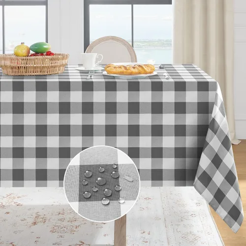 Vista 16 de Softalker - Mantel rectangular a cuadros, impermeable para exteriores, 54 x 120 pulgadas, mantel de búfalo a cuadros, resistente a las manchas