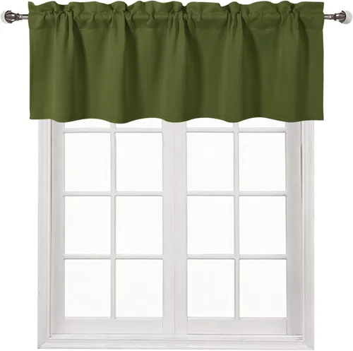 Vista 86 de DWCN Cenefa para ventana de cocina, con bolsillo para barra, para ventana, sala de estar/sótano, 36 x 16 pulgadas de largo, 1 panel, beige