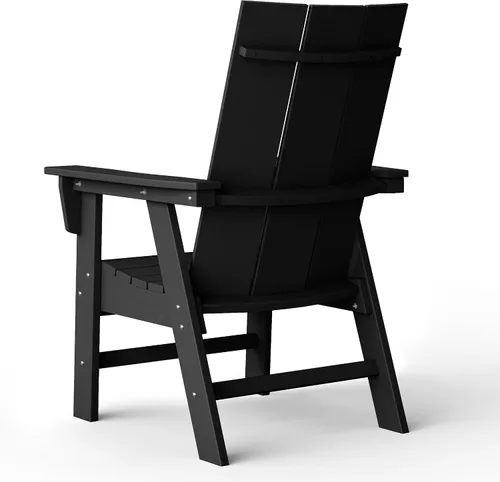 Vista 7 de WestinTrends Ashore - Juego de 2 sillas de comedor Adirondack de plástico HDPE para exteriores, color negro