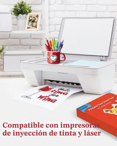 Vista 4 de Lzerking - Papel adhesivo de vinilo imprimible para impresora de inyección de tinta - 25 hojas de papel adhesivo impermeable autoadhesivo