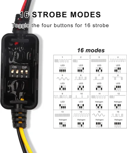 Vista 2 de Controlador estroboscópico de flash LED, 80 W universal DC9‑26 V, 16 modos estroboscópicos, luz de freno, intermitente, módulo estroboscópico de luz
