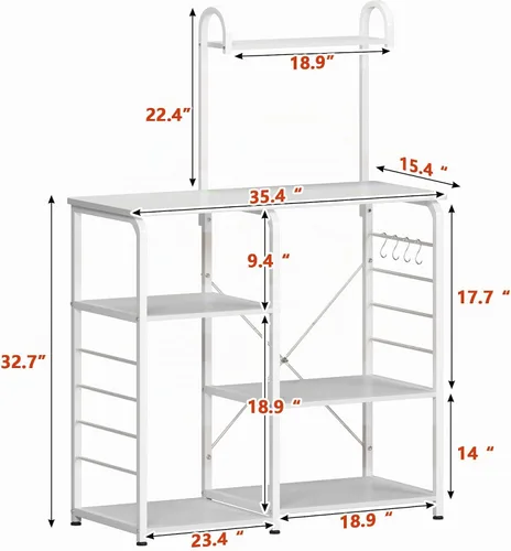 Vista 2 de DlandHome Soporte de microondas para cocina, soporte de carrito de microondas de 35.4 pulgadas, almacenamiento de utilidad de cocina de 3 niveles x