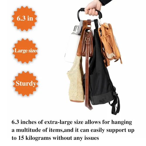 Vista 12 de Funbliss Ganchos para cochecito de bebé, paquete de 2 clips grandes de 6.6 pulgadas, práctico organizador de ganchos para bolsas de pañales, ropa