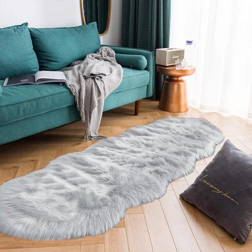 Vista 111 de Latepis - Alfombra rectangular de piel sintética tipo lana de oveja suave y esponjosa de estilo bohemio para sala de estar, dormitorio y residencias
