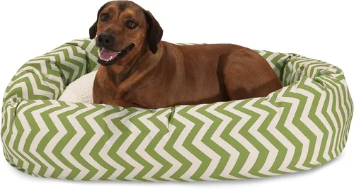 Vista 18 de Cama para perro de 24 pulgadas, color negro Chevron Sherpa Bagel