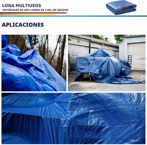 Vista 5 de Windscreen4less lona multiuso de 5 ml, impermeable de poliéster, de color azul, Azul