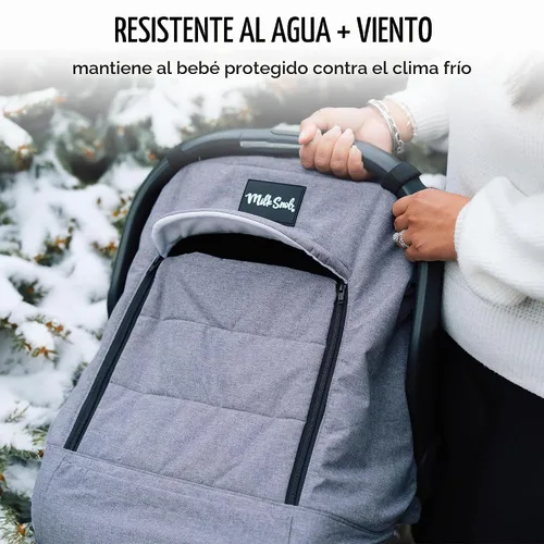 Vista 5 de Milk Snob - Funda de asiento de coche para bebé (Stormy) Carseat Canopy & Stroller Cover for Babies, Waterproof, Windproof, Cozy Inner Fleece