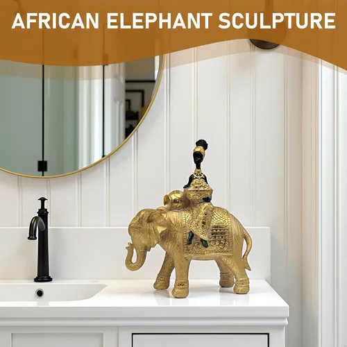 Vista 5 de Estatua de elefante de la suerte para decoración del hogar, juego de escultura de elefante africano de 11 pulgadas, figura decorativa para sala
