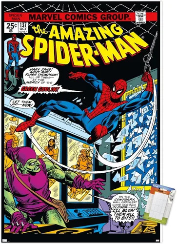 Vista 17 de Marvel Comics Spider-Man - Póster de pared Amazing Spider-Man #137, 22.4 pulgadas de largo x 14.7 pulgadas de ancho, versión enmarcada de madera