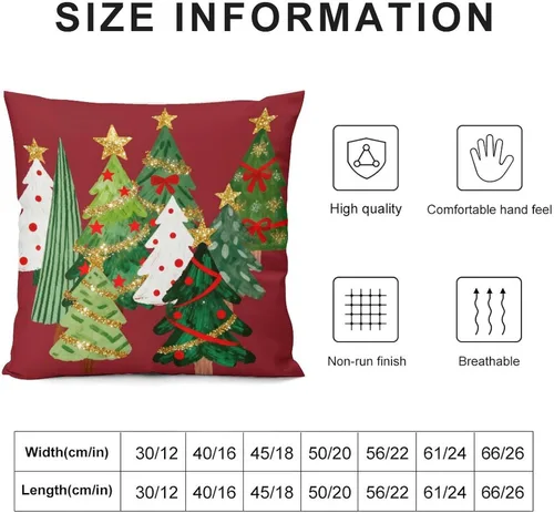 Vista 8 de Juego de 4 fundas de almohada decorativas de árbol de Navidad con estampado de ambos lados, 16 x 16 pulgadas, fundas de almohada de bosque