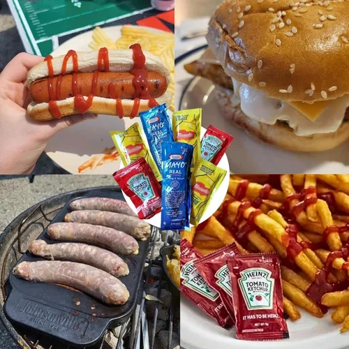 Vista 6 de Set de regalo: 25 paquetes de ketchup, 25 paquetes de mostaza y 25 paquetes de mayonesa - 75 paquetes de condimentos en total con clip y esparcidor