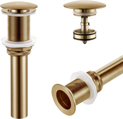 Vista 8 de KOKOSIRI C1002BG - Drenaje desplegable para fregadero de baño con cesta coladora, dorado cepillado con recogedor de pelo desmontable Oro cepillado