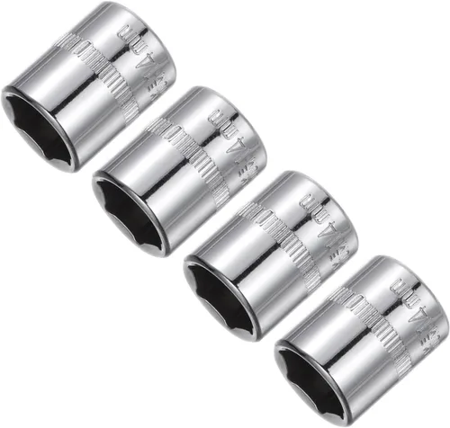 Vista 6 de uxcell 4 Pcs 1/4-Inch Drive 0.197 in 6-Point Zócalo poco profundo, métrico, acero con cromado