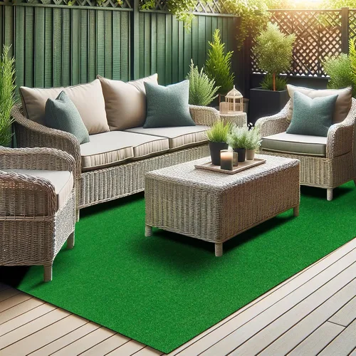 Vista 11 de [Usado] Ottomanson Césped Artificial Turf de 22" x 20' para Interiores y Exteriores, Alfombra de Césped Sintético con Agujeros de Drenaje