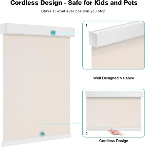Vista 5 de Changshade Persianas enrollables solares inalámbricas para ventanas, persianas enrollables personalizadas con 5 % de apertura, filtro de luz