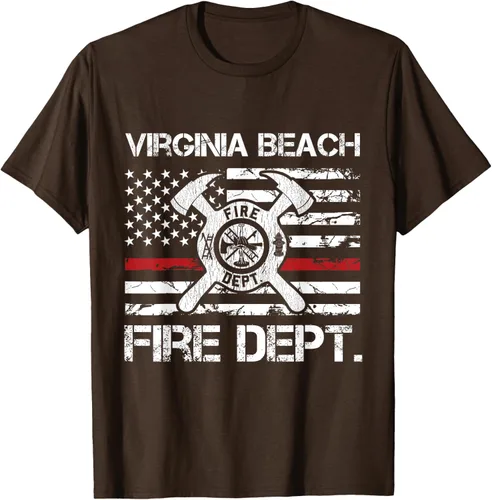 Vista 6 de Virginia Beach Virginia Fire Department - Camiseta delgada de línea roja, Negro