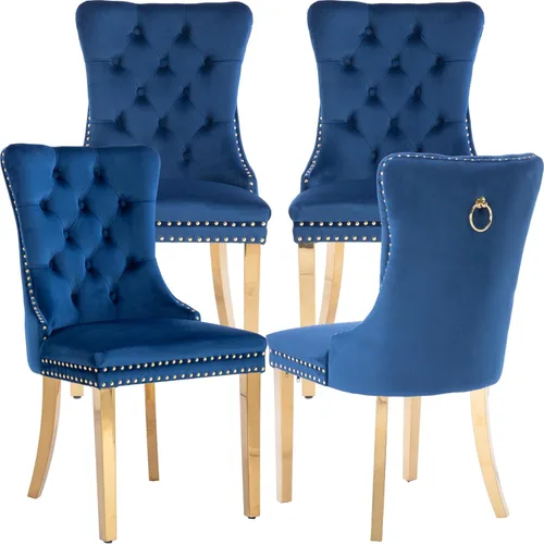 Vista 32 de Juego de 2 Sillas de Comedor Modernas de Mediados de Siglo, Tapizadas en Terciopelo Beige con Respaldo Acolchado, Sillas de Cocina y Comedor, Patas