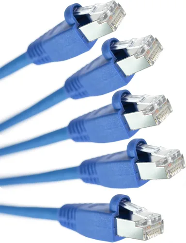 Vista 21 de NTW Cable Ethernet Cat6 blindado de 5 pies con conector RJ45 chapado en azul para módem, router, PC, Mac, laptop, PS2, PS3, PS4, Xbox 360, panel