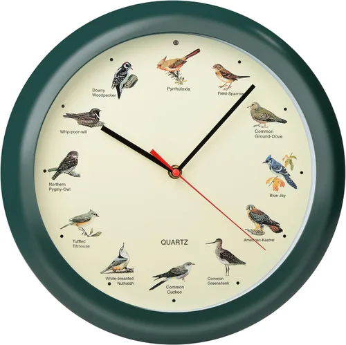 Vista 9 de Reloj de pared de pájaro cantante de 12 pulgadas con nombres y canciones de pájaros