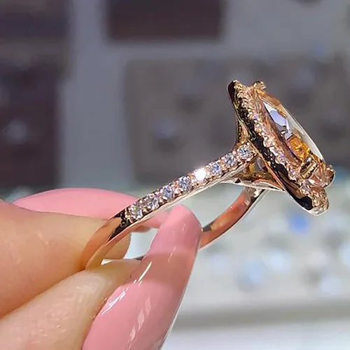 Vista 5 de Anillos para mujer, conjunto de diamantes cuadrados de moda, joyería de compromiso de lujo para mujer, regalos para mujer