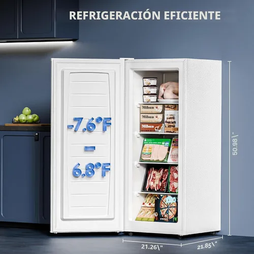 Vista 4 de Antarctic Star Congelador vertical de 6.0 pies cúbicos, congelador compacto con control de 7 temperaturas, estantes de vidrio extraíbles, patas