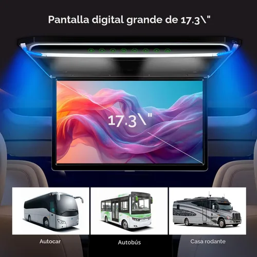 Vista 3 de XTRONS® Pantalla TFT Digital FHD Ultrafina de 17.3 Pulgadas 16:9 Reproductor Aéreo de Video 1080P para Automóvil Monitor Montado en el Techo Puerto